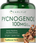 Carlyle Pycnogenol 100 Mg | 30 Capsules | Non-Gmo And Gluten Free Formula | French Maritime Pine Bark Extract Supplement