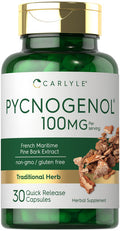 Carlyle Pycnogenol 100 Mg | 30 Capsules | Non-Gmo And Gluten Free Formula | French Maritime Pine Bark Extract Supplement