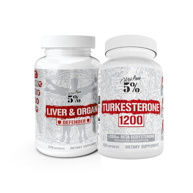 5% Nutrition 2-Stack | Liver & Organ Defender + Turkesterone 1200 | Liver, Kidney, & Heart Support + Ajuga Turkestanica, Ecdysterone, Cyclodextrin, Astragin & Naringin