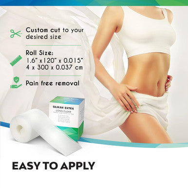 Clear Extra-Long Silicone Gel Scar Tape- Reusable Scar Healing After Surgery Must Have Strips Surgical Scars, C-Section Tummy Tuck Recovery, Face Neck Scar Treatment