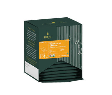 Luxmi Estates - Turmeric Time-Out - Organic Ginger Turmeric Tea - 90 Tea Bags (15ct x 6 Pack) | With Organic Turmeric Ginger Cardamom Black Pepper | Great for Immunity and Healthy Response to Inflammation