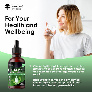 Liquid Chlorophyll - Chlorophyll Drops For Water 100Ml For 100 Servings - High Strength 100Mg Chlorophyll Liquid Drink - Made In Uk By Leaf Products
