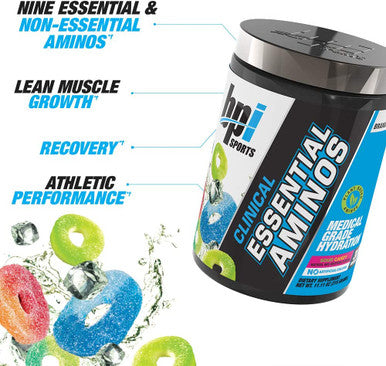 BPI Sports Clinical Essential Aminos Keto Friendly Essential Amino Acids (EAAs) Recovery, Muscle Growth, Hydration Sour Candy 30 Servings 11.11 oz