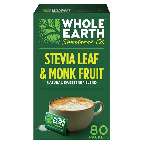 Whole Earth Stevia and Monk Fruit Plant-Based Sweetener, 9.8 Ounce Jar
