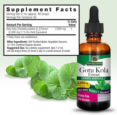 Nature'S Answer Gotu Kola Herb with Organic Alcohol 2-Fluid Ounces | Dietary Supplement | Supports a Healthy Immune System | Made in The USA