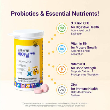 Acebiome Bnr Kids Probiotic Metabolism Support Immune Support Maintain Healthy Bone Berry Flavors Chewable 60 Serving (180 Tablet)