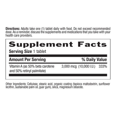Country Life Dry Vitamin A Supports Immune Skin & Eye Health 10 000 Iu 100 Tablets Certified Gluten Free Certified Vegan Certified Halal