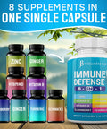 Immune Support 8 In 1 Capsules - Zinc Supplement, Vitamin D3 5000 Iu, Vitamin C 1000Mg And Elderberry - Immune Booster Ginger Root, And Turmeric - [2-Pack]