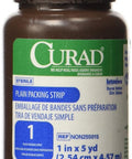 Curad Sterile Plain Packing Gauze Strips 1" x 5 yds. Essential Wound Care Supplies Pack of 12