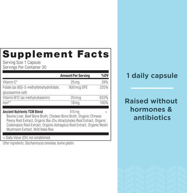 Iron Supplement By Ancient Nutrition, 18Mg Per Serving, Supports Response To Fatigue And Stress, Adaptogenic Herbs, Enzyme Activated, Paleo & Keto Friendly, 30 Capsules