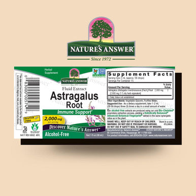 Nature'S Answer Astragalus Root 1oz Extract | Promotes Overall Wellbeing | Super Concentrated 2000mg | Alcohol- Gluten- Kosher & No Preservatives | Single Count