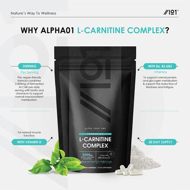 L-Carnitine 2000mg Complex with BioPerineAÃƒâ€šÃ‚Â® - Energy & Metabolism Support - Boosted with Vitamin D3, B2, B3, B6, Biotin & Chromium - 120 Vegan Capsules.
