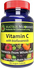 Vitamin C Premium Quality with BIOFLAVANOIDS Highest Absorption Rate 100% Organic Natural Ingredients Immune Boosting Energy Lifting Vegan Tablets (60ct)