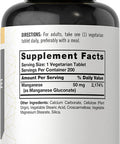 Chelated Manganese | 200 Tablets | Vegetarian, Non-Gmo, Gluten Free Supplement | By Carlyle