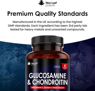 Glucosamine And Chondroitin High Strength - Enriched With Turmeric And Vitamin C - Glucosamine Sulphate Chondroitin Sulphate, Food Supplement - Contributes To The Normal Function Of Bones 365 Capsules