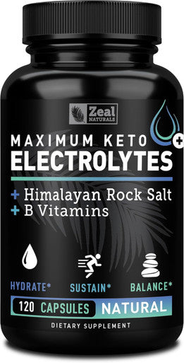 Keto Electrolyte Supplement (120 Capsules) Maximum Keto Electrolytes Supplements Pills W Pink Himalayan Salt, B Vitamins, Magnesium And Potassium Supplement - Salt Pills & Electrolyte Tablets