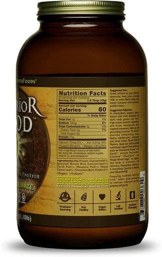 HEALTHFORCE SUPERFOODS Warrior Food, Carob Ultimate - 500 Grams - Plant-Based Protein Powder with Minerals & Pea Protein - Certified Organic, Vegan, Non-GMO, Soy, Gluten & Sugar Free - 25 Servings