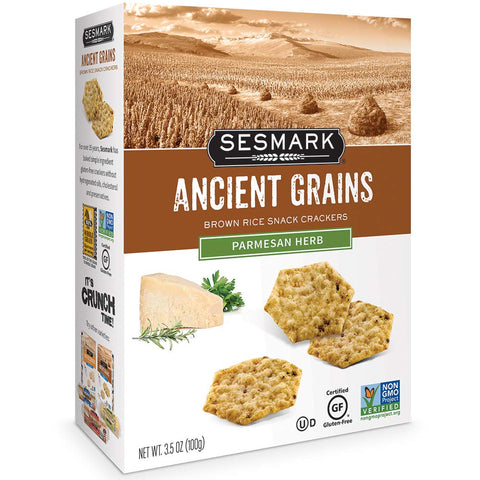Sesmark Gluten Rice Crackers Ancient Grains With Sea Salt Non GMO Project Verified 3.5 Ounce (Pack of 6)