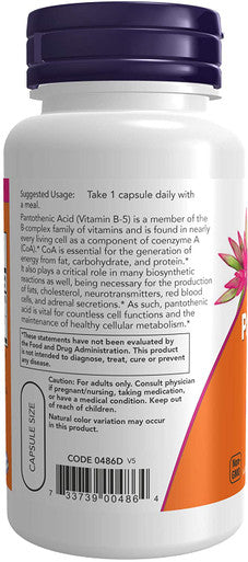 Now Pantothenic Acid 500 mg 100 Capsules