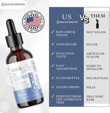 Liquid Zinc Drops For Kids, Men And Women Organic Ionic Zinc Sulfate Immunity, Mood, Brain Thyroid 30 Day Supply2 Oz