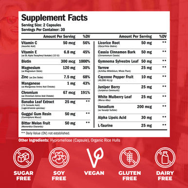 Daily Energy & Metabolism Support Supplement - Increased Energy Boost, Helps Your Metabolism. Herbs & Vitamins with Biotin, Alpha Lipoic , Vanadium, Chromium. Free. 60 Capsules