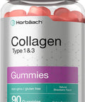 Collagen Gummies | 90 Count | Strawberry Flavored Gummy | Hydrolyzed Collagen Type 1 and 3 | Non-GMO, Gluten Free | by Horbaach