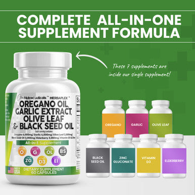 Oregano Oil Garlic Extract Olive Leaf Black Seed Oil Supplement