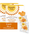 Simple Mills Almond Flour Crackers Snack Packs, Farmhouse Cheddar, Gluten Free, Flax Seed, Sunflower Seeds, Corn Free, Good for Snacks, 6.5 oz, Pack of 2 (8 Bags per Box)