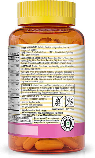 Mason Natural Body, Hair, Skin & Nails with Vitamins A, E, C and Biotin - Healthy Hair, Skin and Nails, Premium Beauty Supplement, 60 Capsules (Pack of 3)