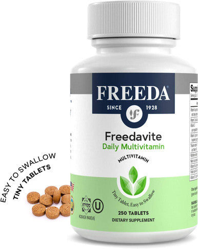 Freedavite Tiny Tablet - Moderate Multivitamin For Men And Women - Pure Vitamin A, C, D, E, B1, B2, B6, B12, Biotin, Calcium, Zinc, Iron, Magnesium, Manganese, Copper, Selenium, Iodine - 250 Count