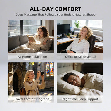 Mustools 2-In-1 Neck & Lumbar Massager Pillow With Heat For Office Chair 3D Rotating Massage Nodes Memory Foam Back Support For Posture Correction Pain Relief & Relaxation At Home Office Travel