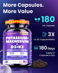 Megneta 180 Capsules Magnesium Glycinate Potassium Vitamin D3 10000Iu K2 Mk-7 Supplement - High-Potency Synergistic Complex For Bone Heart Immune Health Mood Balance & Energy Support