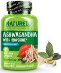 NATURELO Ashwagan Organic Root Powder - Herbs Supplement for Fatigue, Relief, Mood Enhancer - with Black Extract - 90 Vegan Capsules
