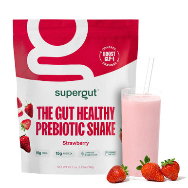 Supergut Prebiotic Shakes | Meal Replacement | Boost GLP-1 | High Protein and Fiber | No Added Sugar | Keto Food Meal Snack (Strawberry 14 servings)