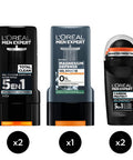 L'Oreal Paris L OrEal Men Expert Routine Shower Gel & Deodorant For Men 2 X Shower Gel 1 X Shower Gel Magnesium Defense 2 X Carbon Protect Deodorant