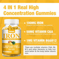 2 Packs 100Mg Iron Supplement Gummies For Women & Men - With Vitamin A, C, B - Blood Builder &Energy Support For Iron Deficiency, Anemia, Adults &Children, Vegan, Pineapple Flavor Gummy, 120Ct