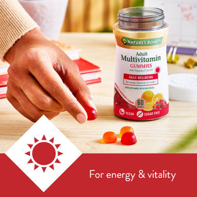 Nature's Bounty Adult Multivitamin Gummies - Pack Of 60 Gummies Two-A-Day - With Vitamin B6 B12 D3 C And Biotin - For Everyday Wellbeing - Immune Support And Bone Health - Suitable For Vegans