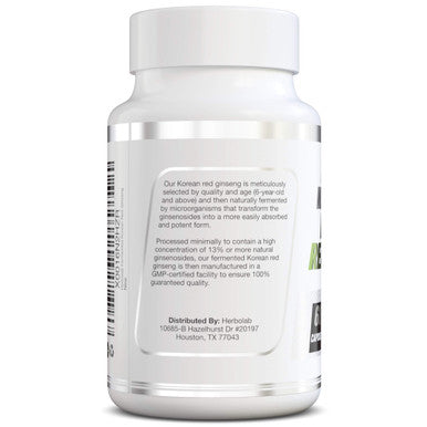 herbolab Korean Red Ginseng Fermented 10:1 (13% ginsenosides) - Genuine Panax Ginseng from Korea 6 Years Old Roots - Patented Extract Technology