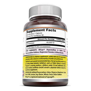 Amazing Formulas Serrapeptase Supplement | 40000 Iu| 90 Veggie Capsules |Non-Gmo| Gluten Free | Made In Usa