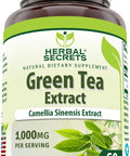 Amazing Nutrition Herbal Secrets Green Tea Extract 1000 Mg per Serving | Veggie Capsules Supplement | Non-GMO | Gluten- | Made in USA (1 Pack 120 Count)