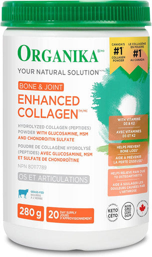 Organika Enhanced Collagen Bone And Joint Powder- With Glucosamine, Msm, Chondroitin Sulfate & Chicken Bone Broth Powder- Range And Vegetarian Fed Chickens- Keto Friendly