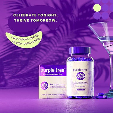 Purple tree Post-Celebration Wellness | Liver Support Body Replenisher, Rapid Hydration | Dihydromyricetin DHM, Milk Thistle, Electrolytes, Vitamin B, Willow Bark, Quercetin (90 Pills)
