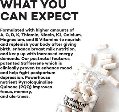 PREMAMA Postpartum Multivitamin with Vitamin B12 Folate Postnatal Support for Lactation and Breastfeeding 28 Servings