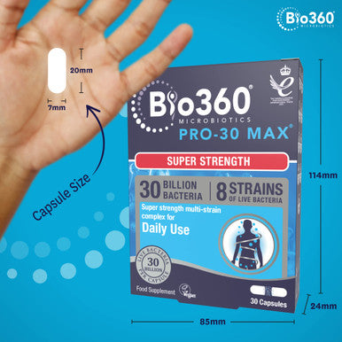 Bio360 Pro-30 MAX (30 Billion Bacteria)|from Natures Aid | 30 Capsules
