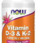 Now Foods Vitamin D3 And K2 Veg Capsules 25 Mcg 45 Mcg Pack Of 120 Capsules