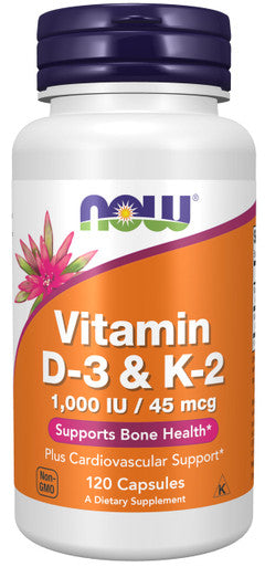 Now Foods Vitamin D3 And K2 Veg Capsules 25 Mcg 45 Mcg Pack Of 120 Capsules