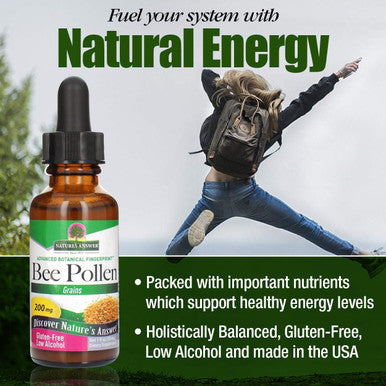 Nature'S Answer Bee Pollen 1 Ounce - Organic Low Alcohol Fluid Extract with Propolis - Gluten Kosher Made in The USA - Bee Pollen Overall Wellness