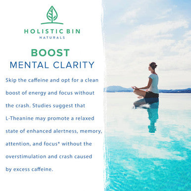 Holistic Bin Clean Green L Theanine Supplement Nootropic Blend of L-Theanine, Ceremonial Grade Matcha Green Tea Powder, Japanese Ashitaba Tea, Moringa & American Ginseng Root (30 Day Supply)