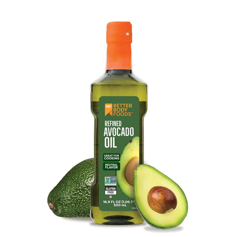 BetterBody Foods Refined Avocado Olive Oil 50/50 Blend, Non-GMO Cooking Oil, Gluten Free, Kosher, Frying, Baking, 500 mL, 16.9 Fl Oz