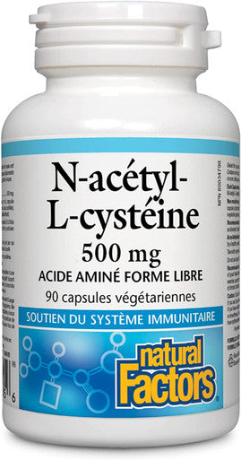 NAcetyl Cysteine NAC 500mg Free Form Natural Factors 90 Caps